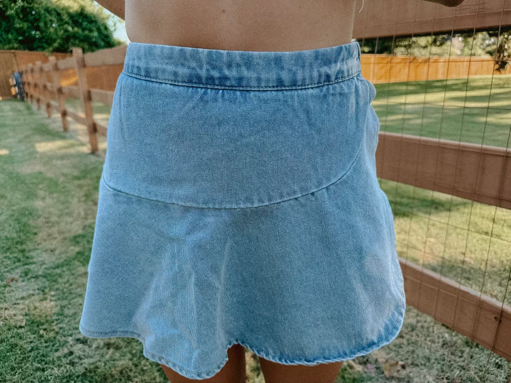 Ruffle Denim Skort